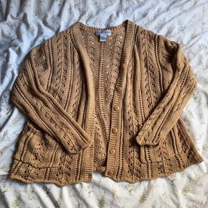 Bloomingdales size small tan knit cardigan in great condition
